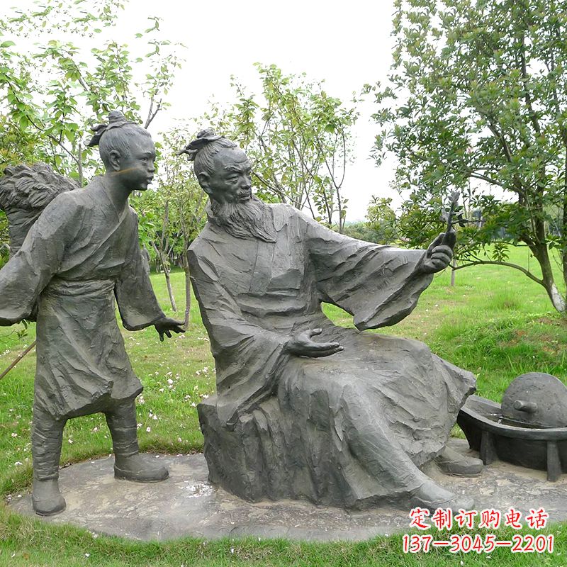 云南八大山人情景雕塑-中国明末清初知名画家朱耷公园情景小品