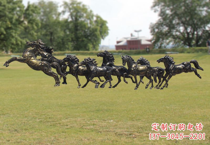 云南八骏图八匹马群铜雕