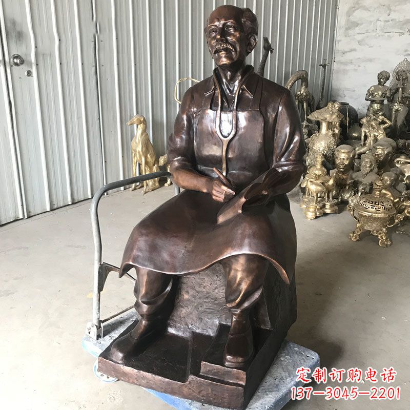 云南白求恩坐姿纯铜雕塑