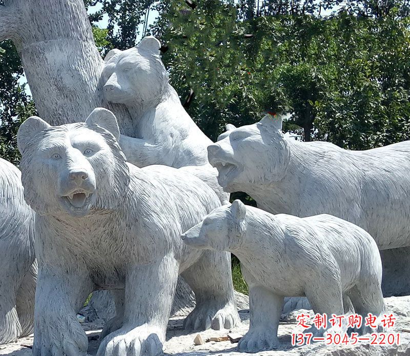 云南北极熊石雕大理石动物雕塑