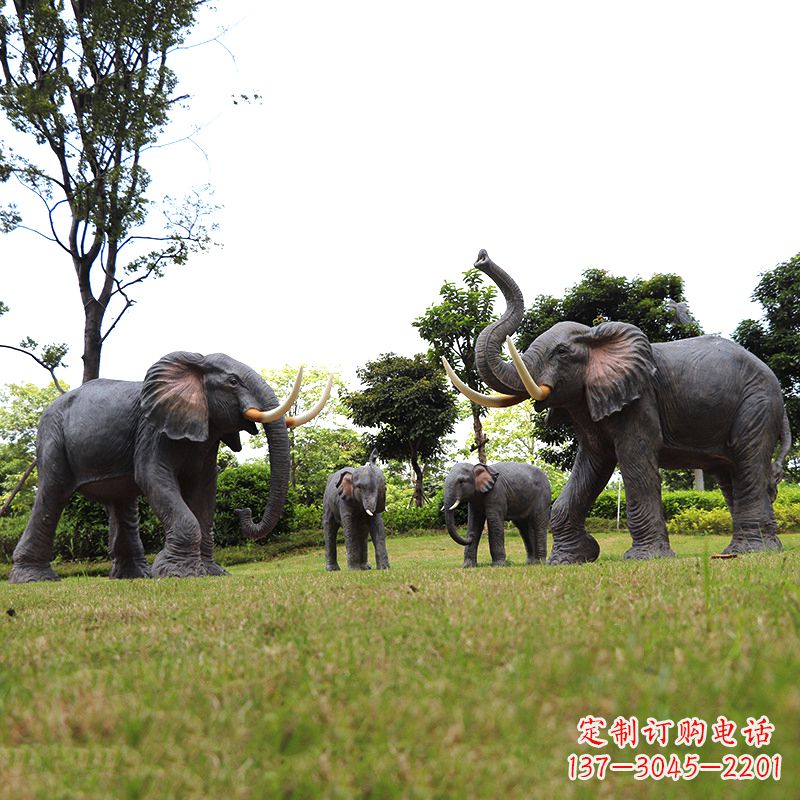 云南玻璃钢大象仿真大象雕塑-公园景区园林装饰动物摆件