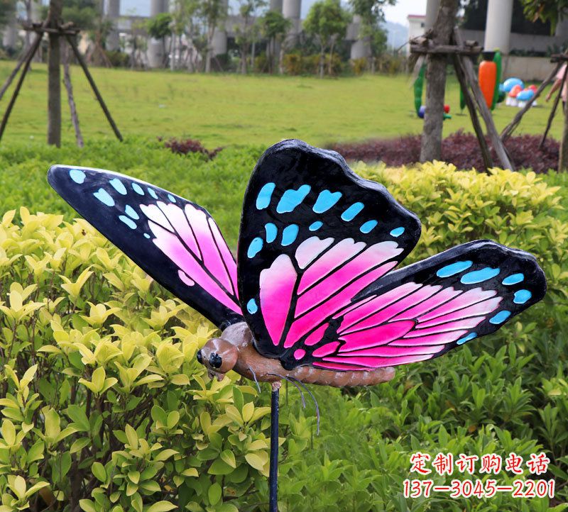 云南玻璃钢仿真蝴蝶动物雕塑