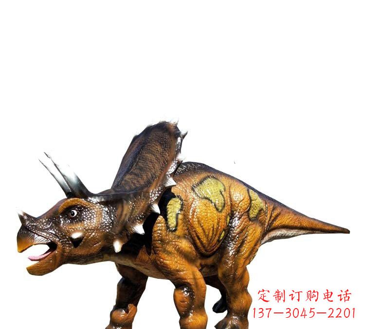 云南玻璃钢仿真恐龙三角龙雕塑