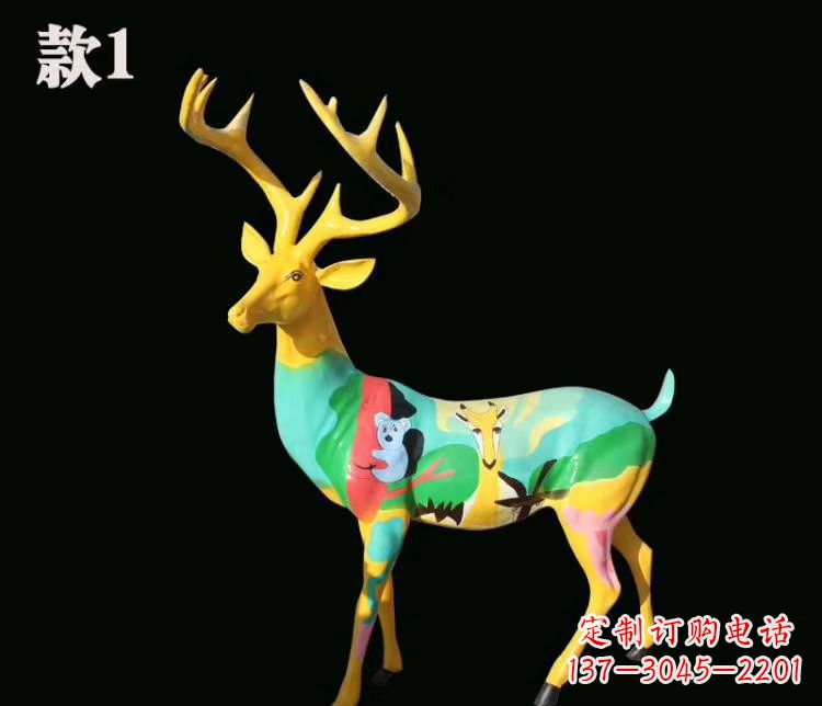 云南玻璃钢仿真梅花鹿雕塑