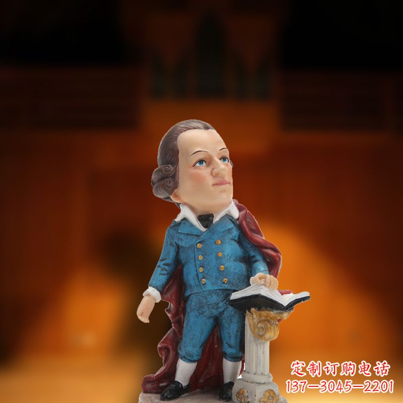 云南玻璃钢卡通莫扎特雕塑