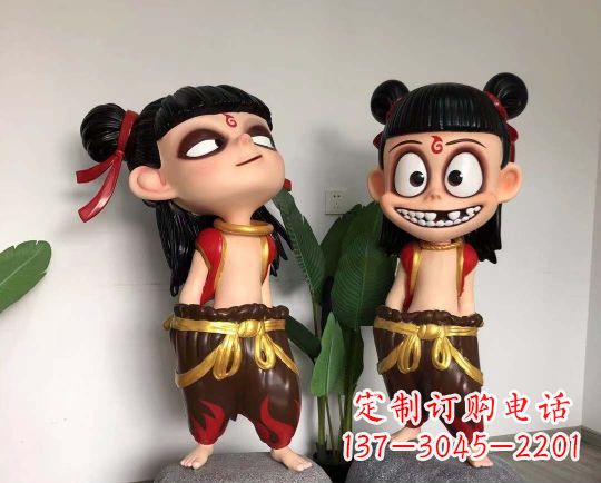 云南玻璃钢卡通哪吒雕塑