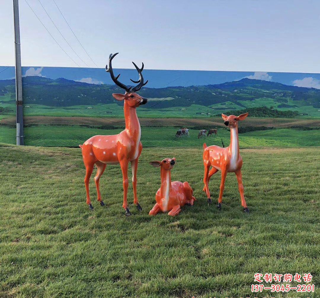 云南玻璃钢鹿群雕塑