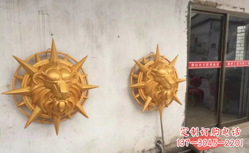 云南玻璃钢狮子头雕塑——精美景观装置