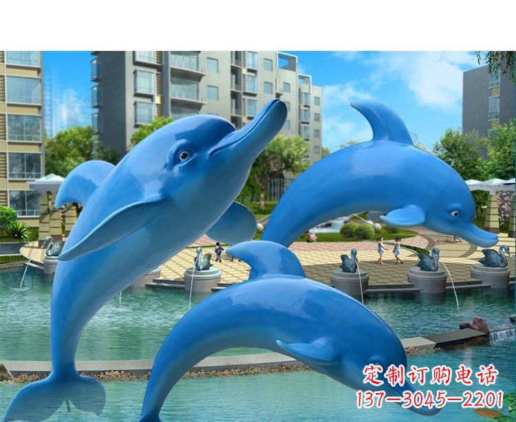 云南玻璃钢海豚雕塑灵动而美丽