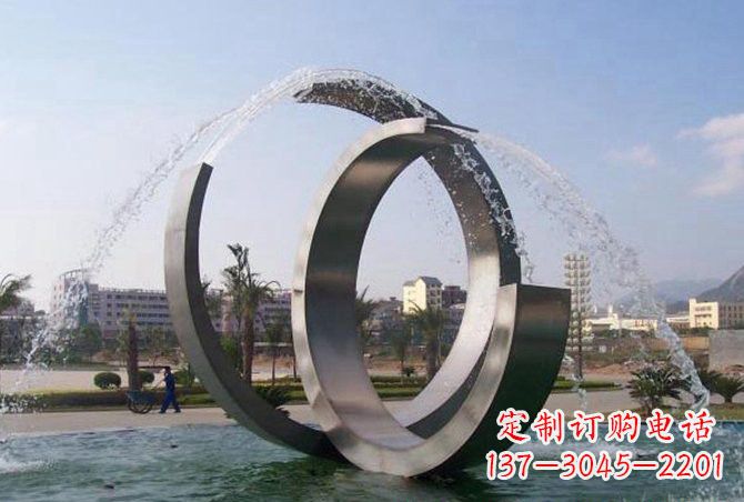 云南不锈钢C形喷泉雕塑精美雕塑艺术