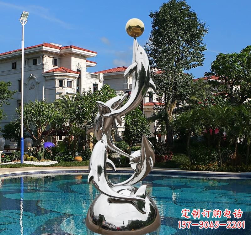 云南不锈钢海豚雕塑精美绝伦