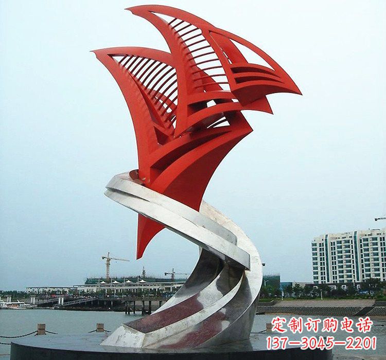 云南不锈钢彩色帆船雕塑