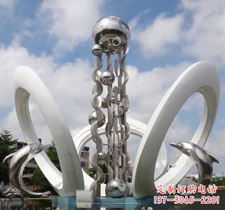 云南不锈钢城市艺术海豚雕塑美丽的海洋守护者