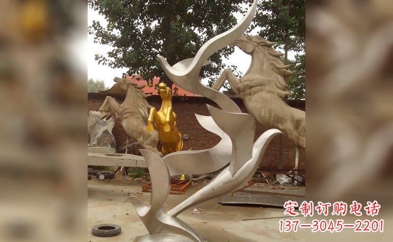 云南不锈钢抽象大雁鸽子雕塑 (2)