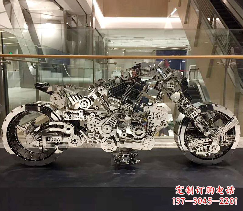 云南不锈钢摩托车雕塑精美外形、优质材质