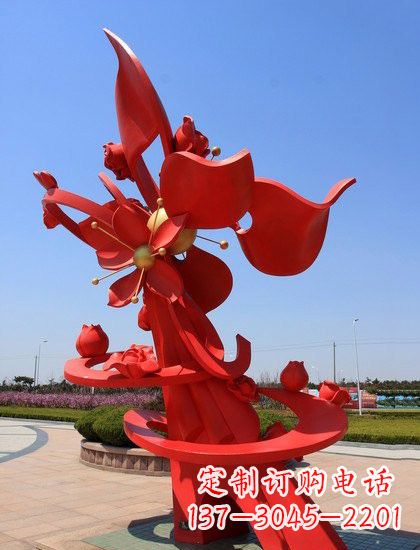 云南不锈钢石榴花雕塑艺术与美学的完美结合