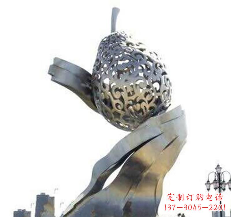 云南不锈钢梨雕塑艺术结合精美外形