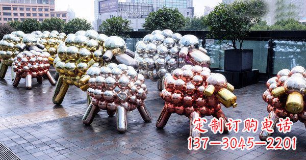 云南不锈钢动物雕塑——小羊肖恩动物广场
