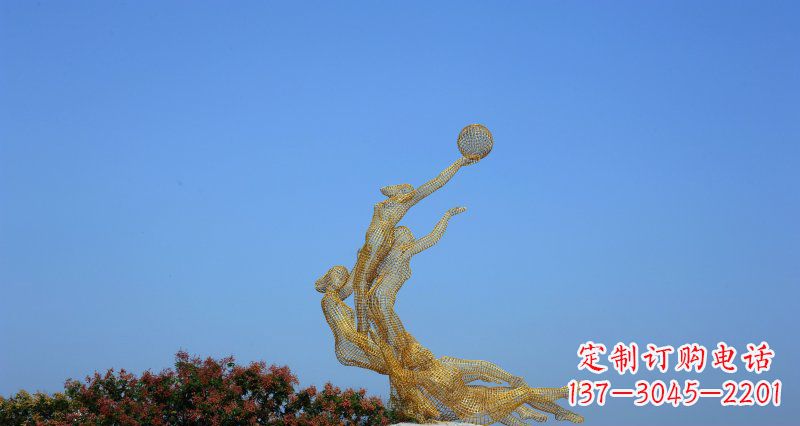 云南不锈钢打篮球的女孩公园景观雕塑