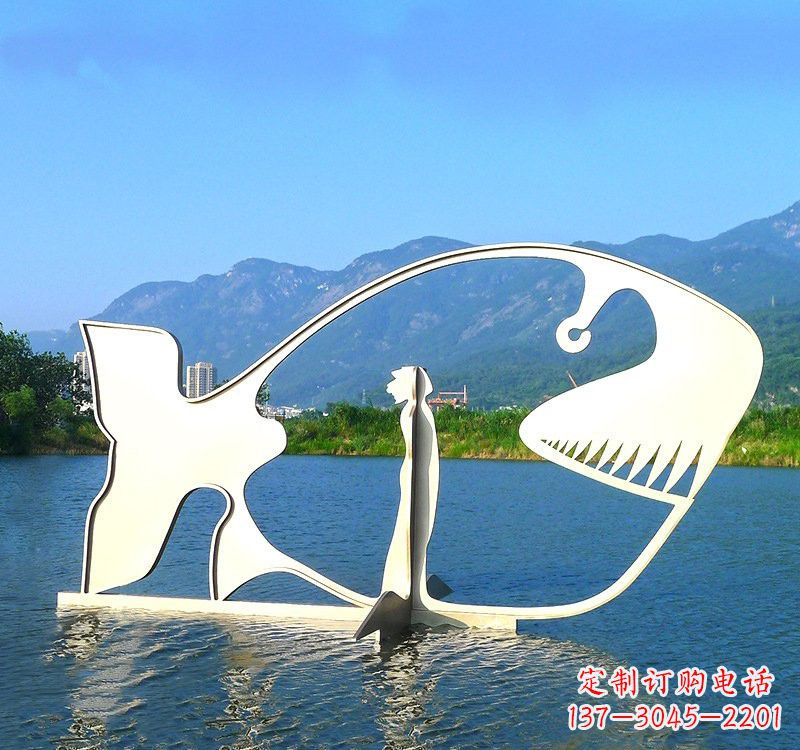云南精美的不锈钢大型鲸鱼雕塑