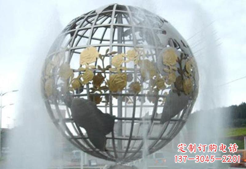 云南不锈钢地球仪雕塑象征着地球家园