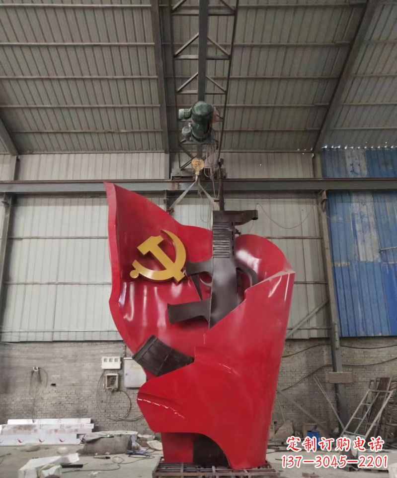云南不锈钢党旗雕塑缅怀先烈、铭记历史