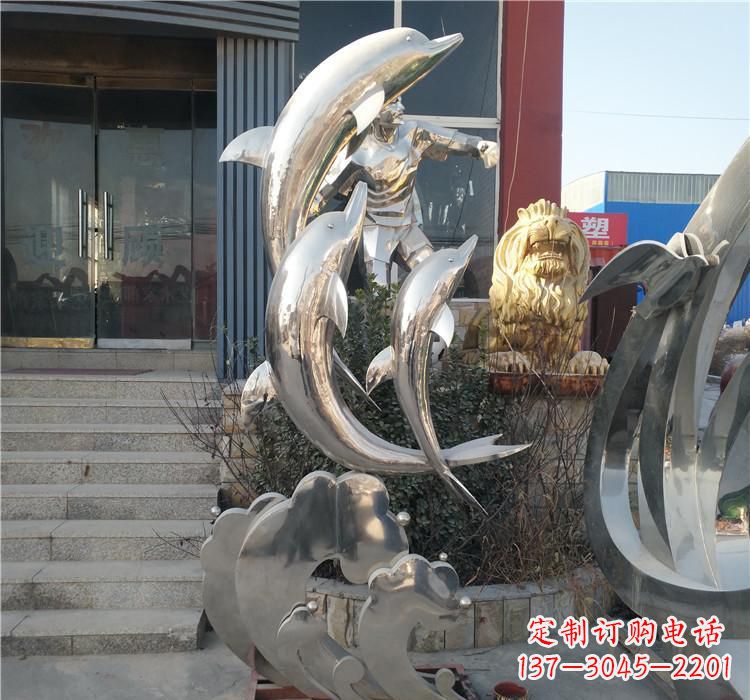 云南不锈钢海豚雕塑——精美外观,传递环保理念