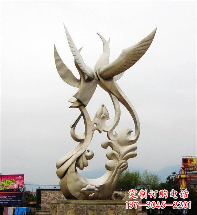 云南不锈钢凤凰雕塑传承古代美学