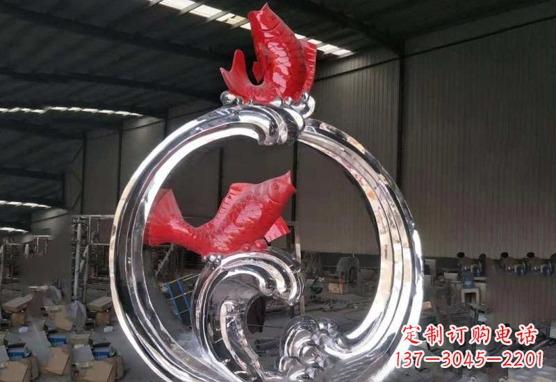 云南不锈钢跃龙门雕塑——浪漫传奇的见证
