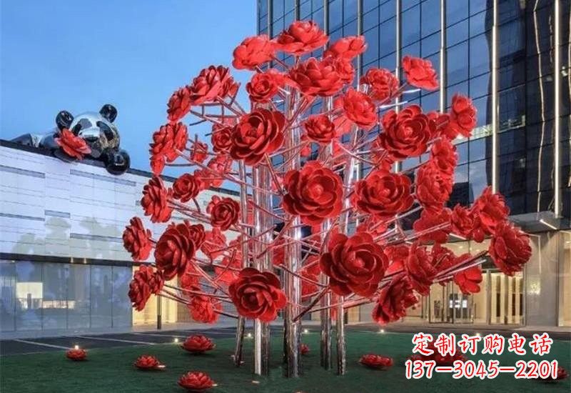 云南不锈钢公园玫瑰花树雕塑——让玫瑰长驻公园