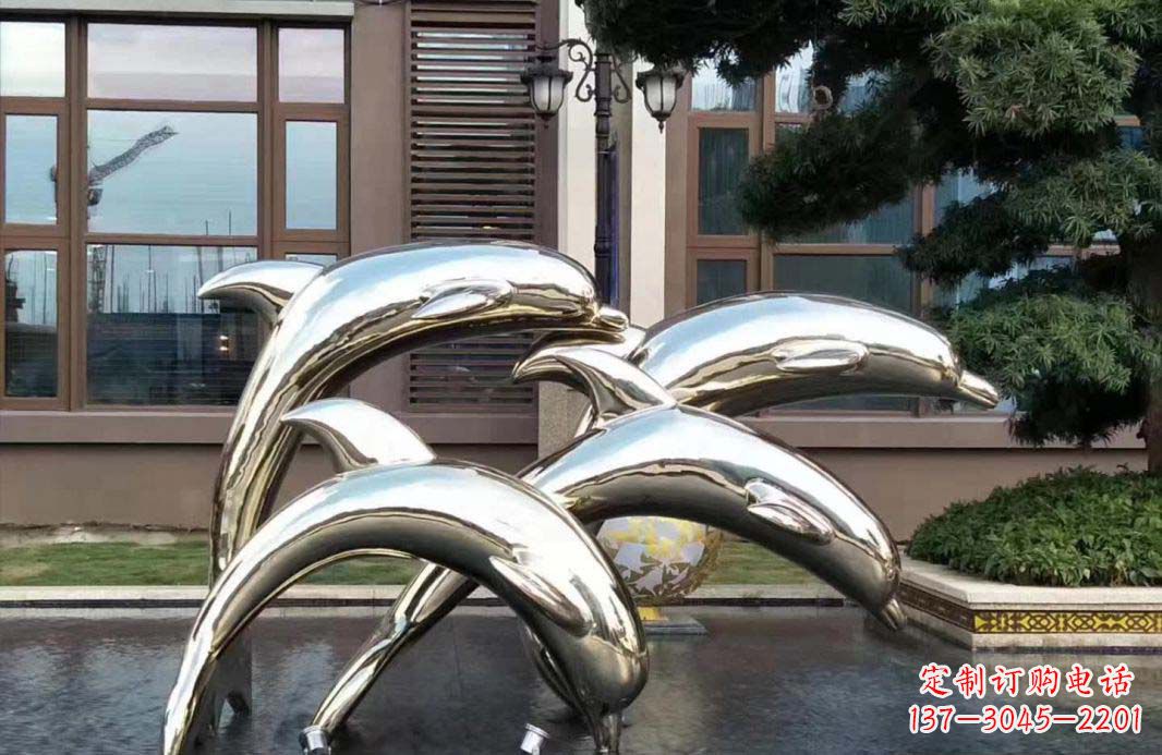 云南不锈钢海豚跳跃雕塑精美绝伦