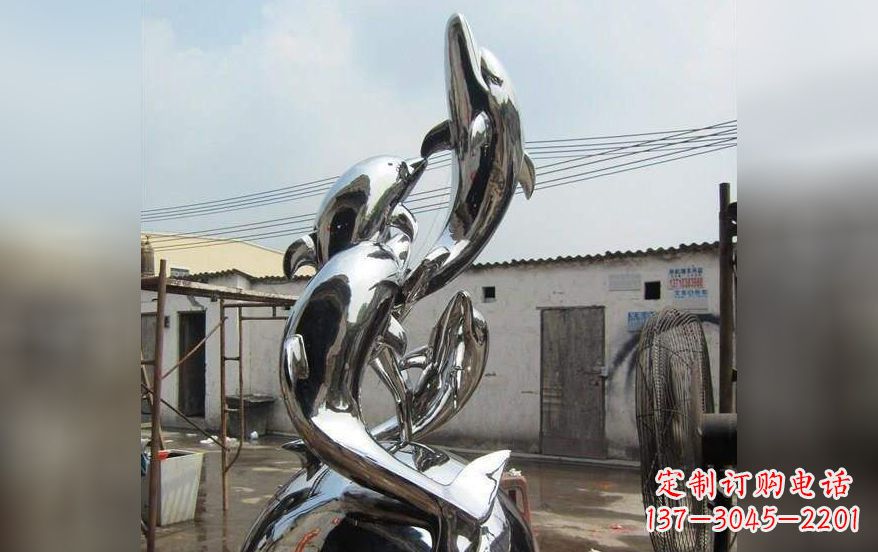 云南海豚之美——不锈钢海豚雕塑