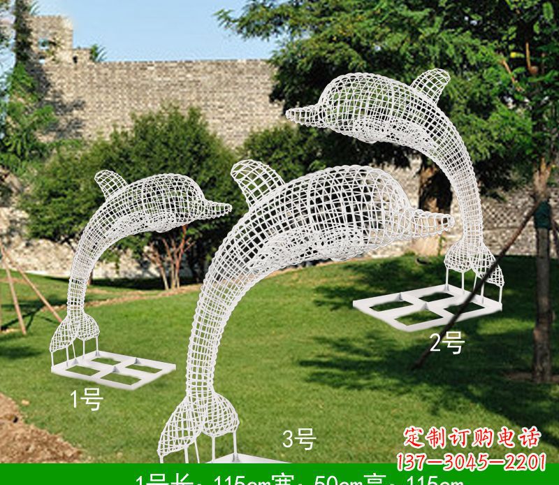 云南不锈钢海豚组合雕塑精美的艺术品