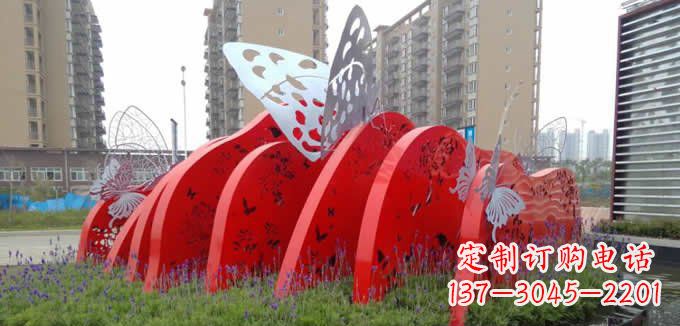 云南不锈钢蝴蝶小区景观雕塑美丽的蝴蝶展翅