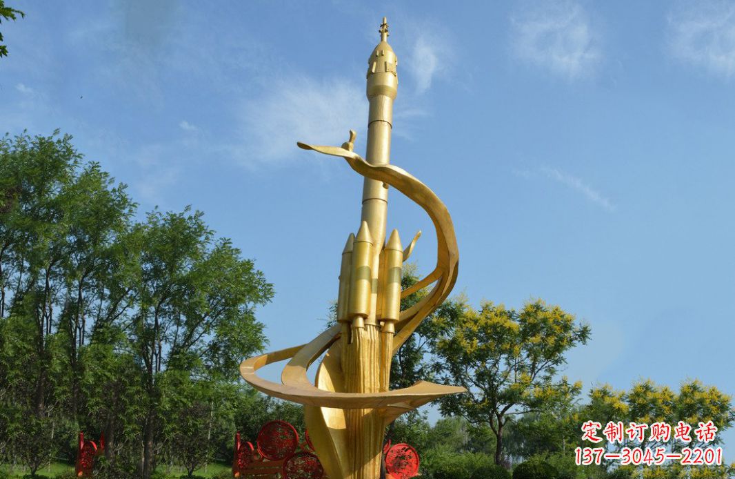 云南火箭飞向蓝天不锈钢火箭广场景观雕塑