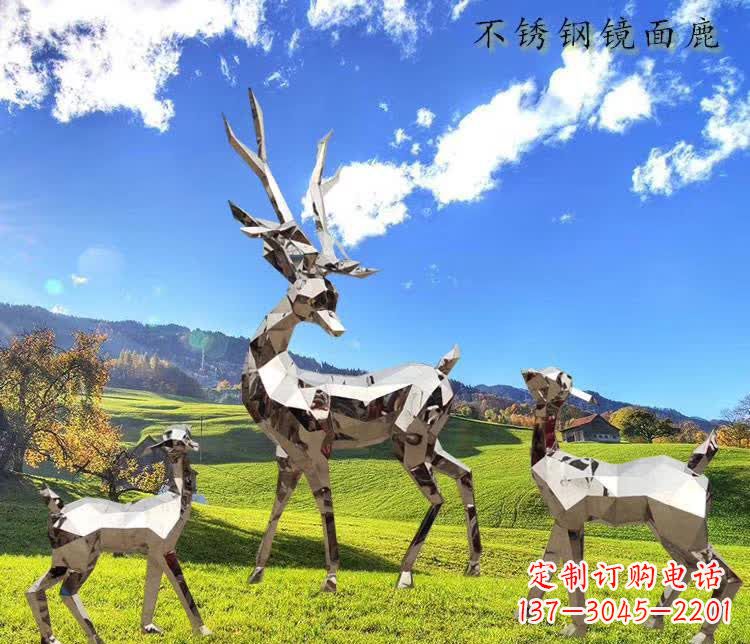 云南不锈钢鹿精美的动物雕塑