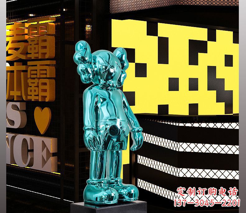 云南不锈钢蓝色机器人雕塑引领未来的艺术品