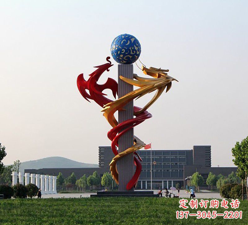 云南不锈钢龙凤雕塑神秘而又神奇