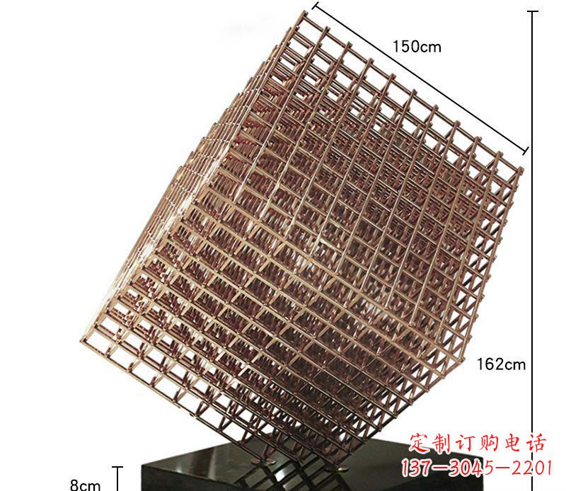 云南玫瑰金色几何雕塑