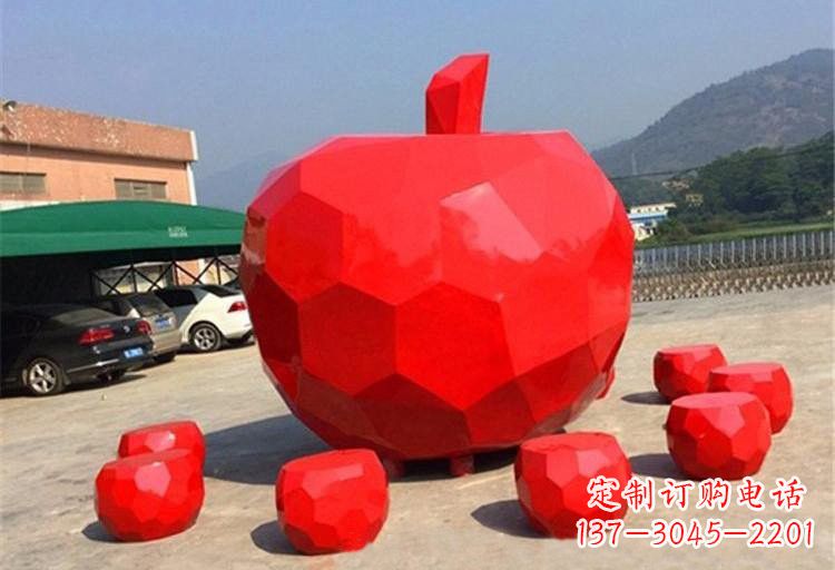 云南不锈钢喷漆苹果雕塑