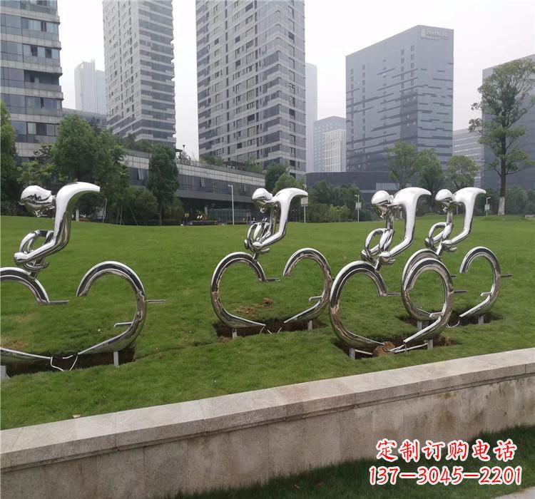 云南不锈钢自行车雕塑美丽的艺术绽放