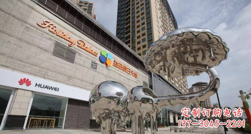 云南不锈钢门前的大象雕塑