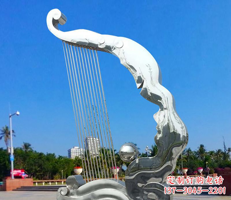 云南不锈钢竖琴雕塑——传承古典音乐之美