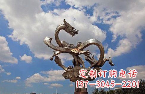 云南不锈钢双龙戏珠雕塑——千古传说的艺术瑰宝