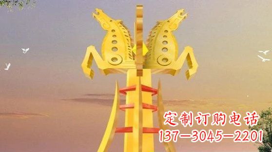 云南不锈钢双马雕塑雕塑艺术的精美之作