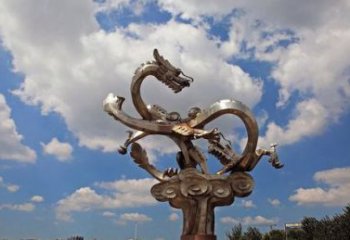 云南不锈钢双龙戏珠雕塑——千古传说的艺术瑰宝