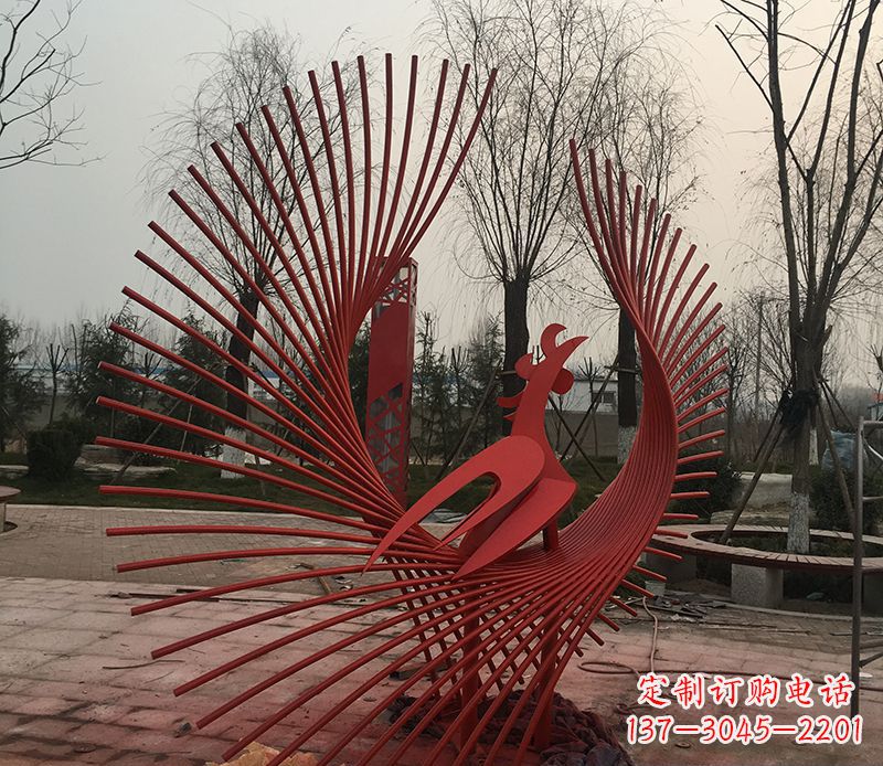 云南不锈钢网状凤凰雕塑精美的艺术之作