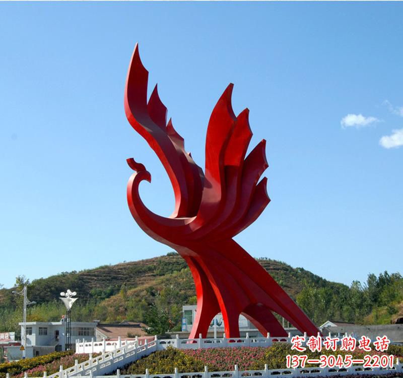 云南不锈钢现代凤凰雕塑——给都市带来灵动之美