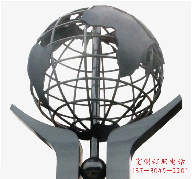 云南象征地球一体的不锈钢校园手托地球雕塑