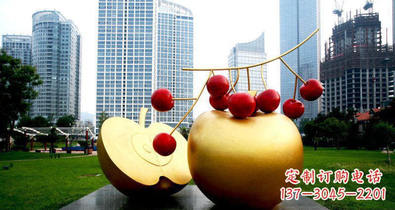 云南不锈钢苹果雕塑，添彩公园景观